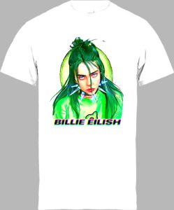 Футболка Billie Eilish Green Hair White